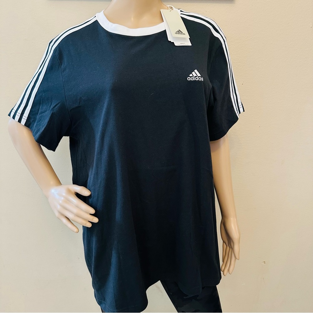Adidas Women's Black and White Short Sleeve Tee